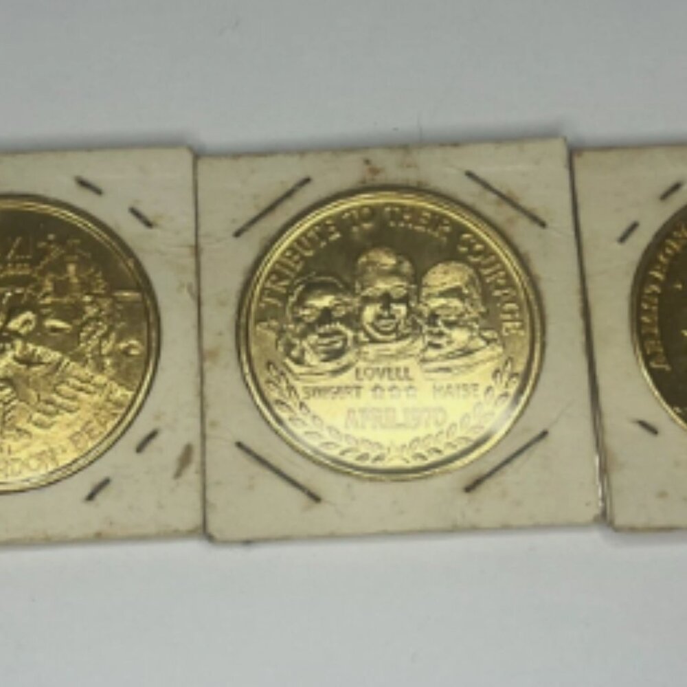 Vintage Apollo Commemorative Coins Set of 3 - Medallion